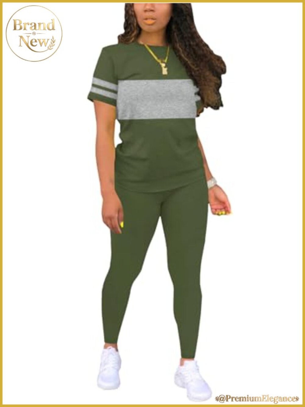 Women's Two Piece Set Short Sleeve Striped Slim Fit Active Casual Sweatsuit